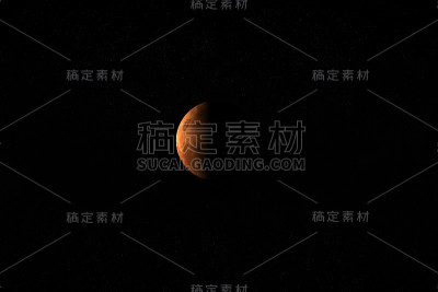 在外层空间旋转的火星。三维渲染