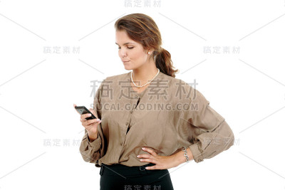 女商务代理人担心手机短信