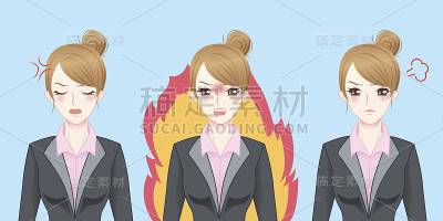 卡通女商人感到愤怒