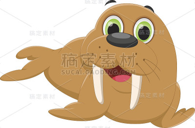 可爱的海象卡通