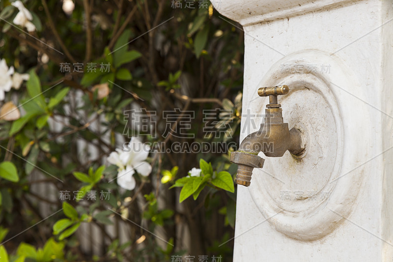 花园里的黄铜水龙头