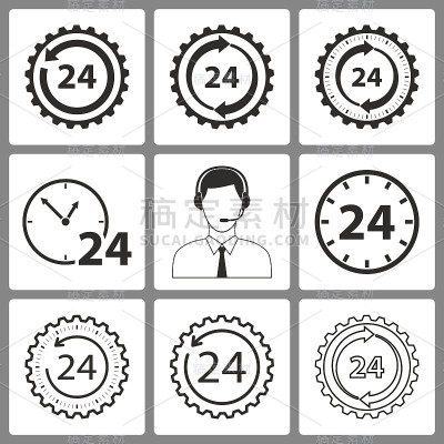 一套24小时服务图标。