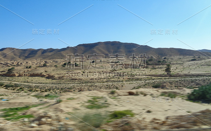 北非的风景。在突尼斯的沙漠