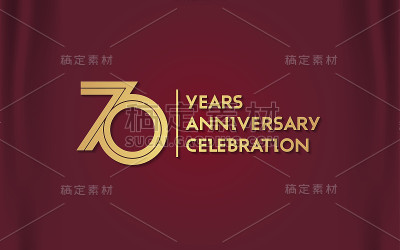 70周年纪念。与银色多线性数隔离在黑暗背景