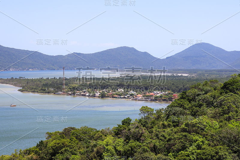 美丽的全景从鼹鼠海滩的观点在Florianópolis，圣卡塔琳娜。