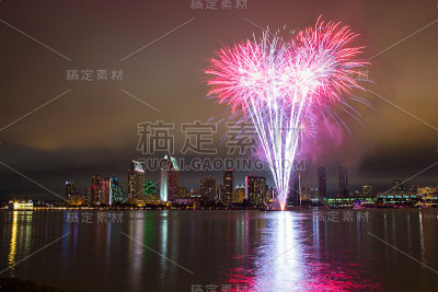 7月4日在圣地亚哥燃放烟花