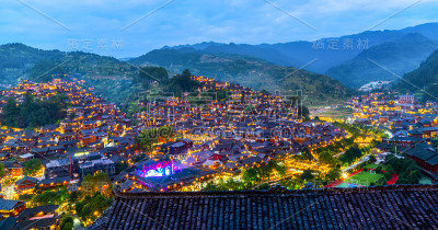 中国贵州西江千苗村夜景