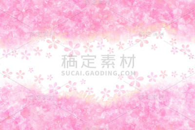 日本春粉色樱花抽象在自然水彩画背景
