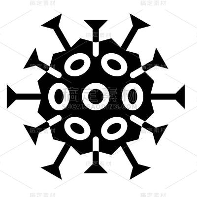 病毒或细菌矢量插图，固体样式图标
