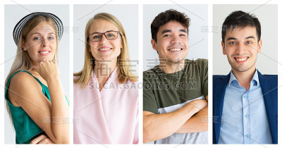 一群兴高采烈的年轻人看着镜头