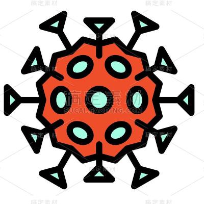 病毒或细菌矢量插图，填充样式图标
