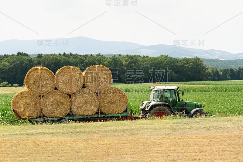 农业工业中庄稼的收获和运输。