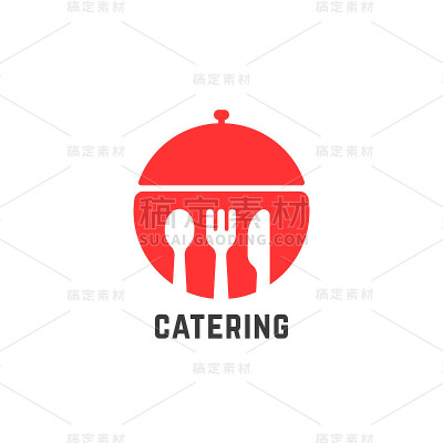 红色餐饮服务孤立于白色