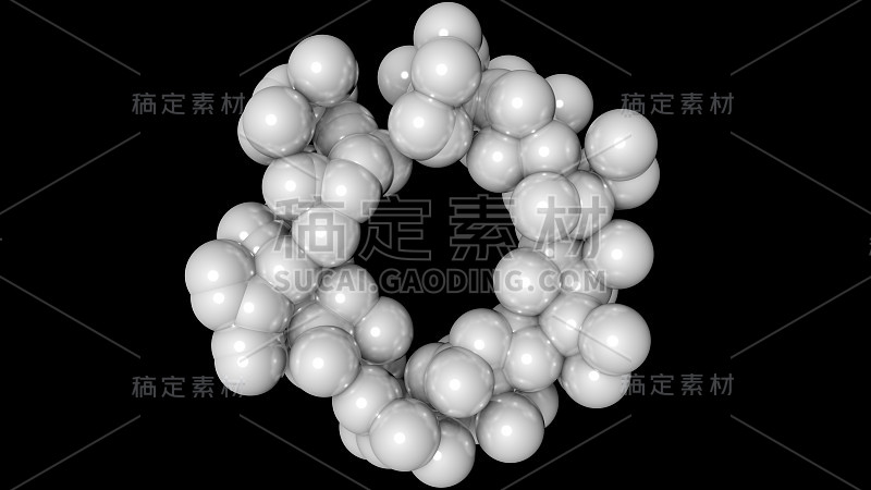 在黑色背景上隔离的白色飞行球体的3d渲染