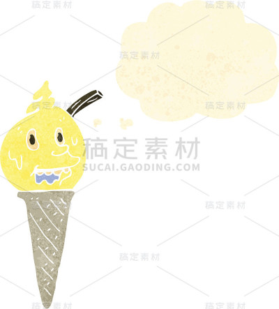 复古卡通冰淇淋蛋筒人物
