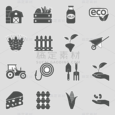 农业的图标。贴纸设计。矢量插图。