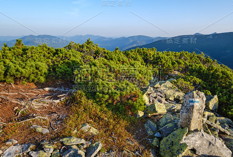 夏天喀尔巴阡山脉的夜景。Stony Gorgany山体，乌克兰。