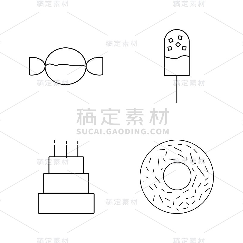 食物和饮料线性图标设置