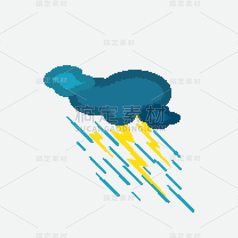 雨云和闪电的天气图标