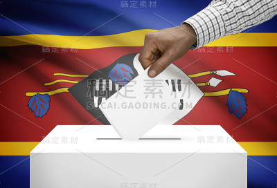 有国旗背景的投票箱-斯威士兰