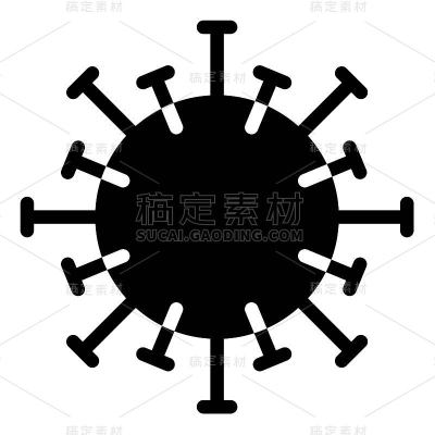 病毒或细菌矢量插图，固体样式图标