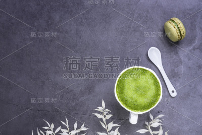 法国杏仁蛋糕马卡龙，茶叶，抹茶