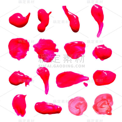 一组化妆品纹理笔触孤立在白色。矢量油画纹理。颜色。