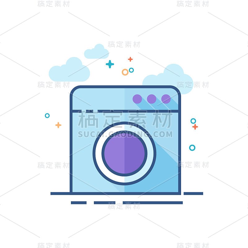 Flat Color Icon -洗衣机自助洗衣店