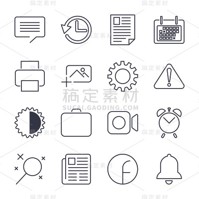 简单的一组办公室相关的矢量线图标。
包含诸如商务会议，工作场所，办公大楼，前台等图标。
可编辑的描边