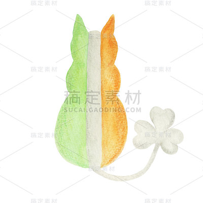 一只猫的剪影在爱尔兰国旗的颜色