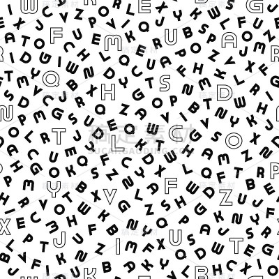 向量无缝字母表模式与黑色粗体拉丁字母。白色可重复的不寻常背景