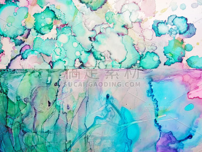 酒精墨水的艺术。翡翠和黄色离婚。冰