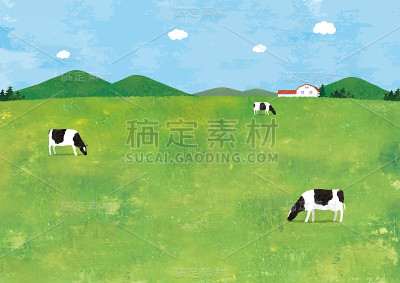 牧场水彩