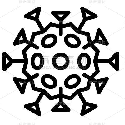 病毒或细菌矢量插图，线条样式图标