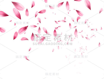 粉红色樱花落花背景。矢量图