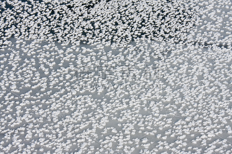 上面是黑色的冰和冰冻的雪花