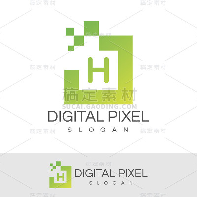 数字像素初始字母H图标设计