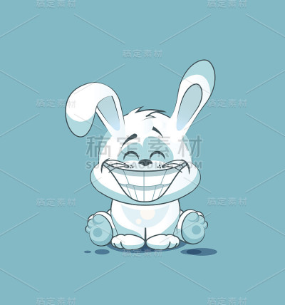 孤立的表情符号字符卡通白色小兔子与一个巨大的微笑