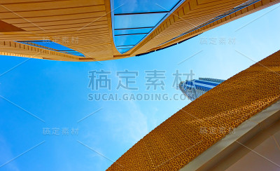 现代建筑的墙壁透视