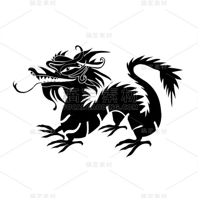 剪纸的龙瓷器