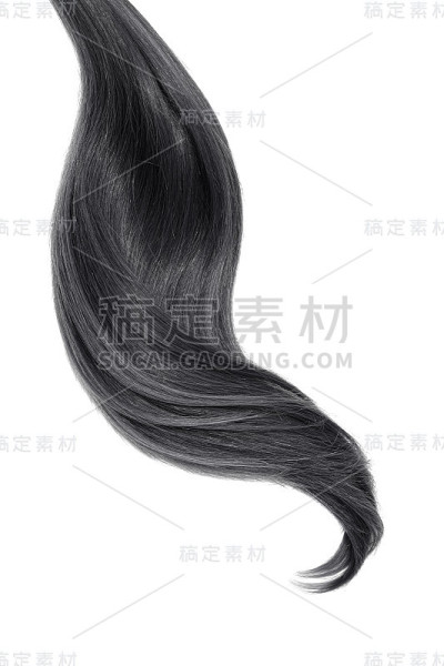 白色背景上的黑色自然头发