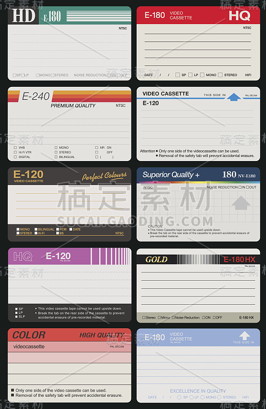 10个视频胶带贴纸标签