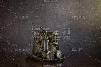 蒸汽朋克的幻想在淋浴喷头的土地上