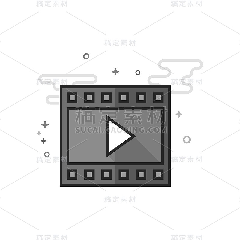 平面灰度图标-电影