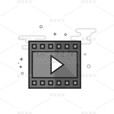 平面灰度图标-电影