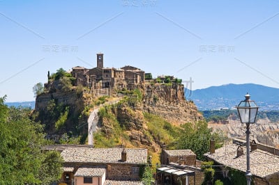 Bagnoregio Civita全景。拉齐奥。意大利。
