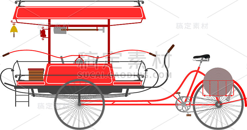 矢量插图的消防员的自行车