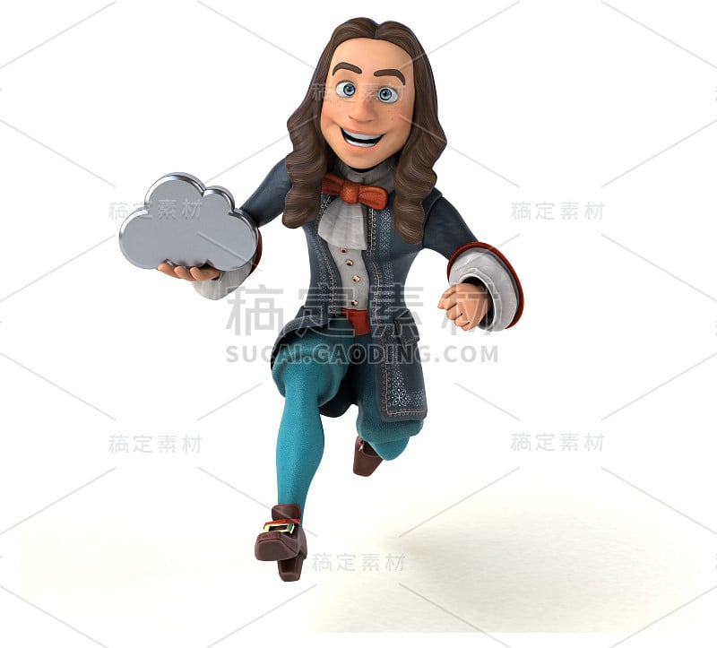 3D插图的卡通人在历史巴洛克服装