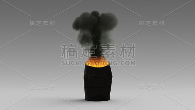 油桶起火滚滚黑烟污染气候变化