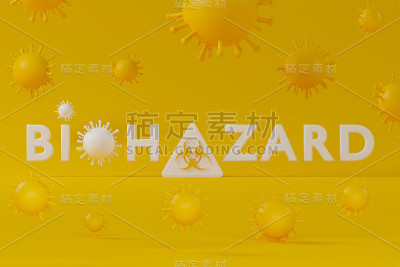 带符号的3d渲染生物危害文本。